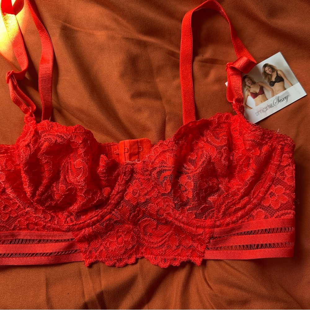 Intimates Red Lace Bra (Orange red)